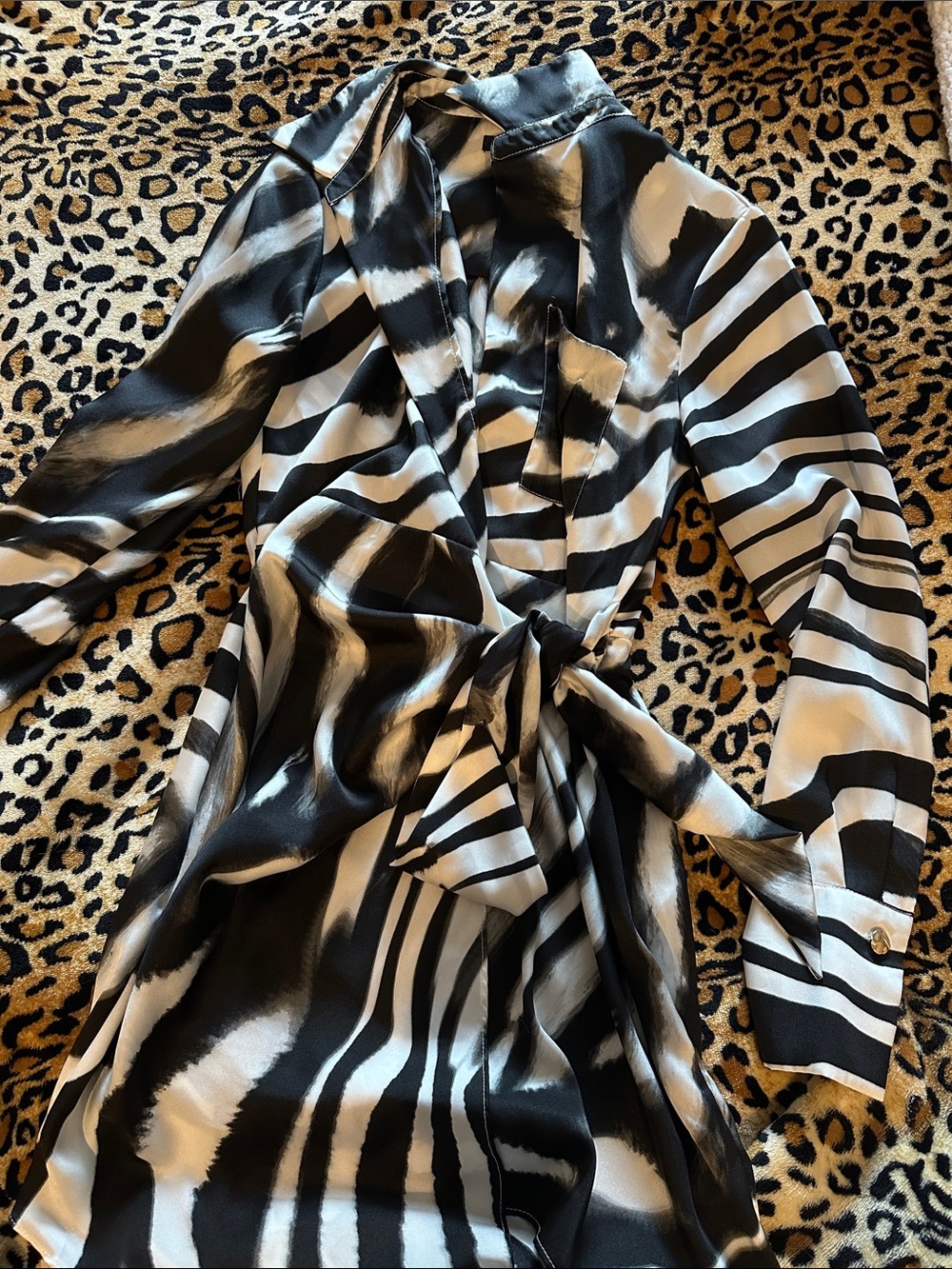 Forever 21 Black and White Striped Wrap Dress